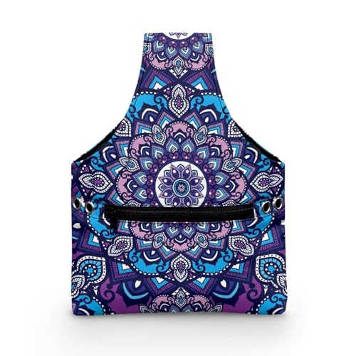 Image of ZUXONGSY Mandala Yarn Bags for Knitting Retro Floral Yarn Tote Bag for Women Floral Portable Knitting Project HanbBag for Crochet Hooks