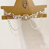 Gargantilla de Cristal con corazón de Flor de Encaje Barroco Elegante Coreano, Collar para Mujeres y niñas, joyería de Fiesta con borlas de Perlas a la Moda