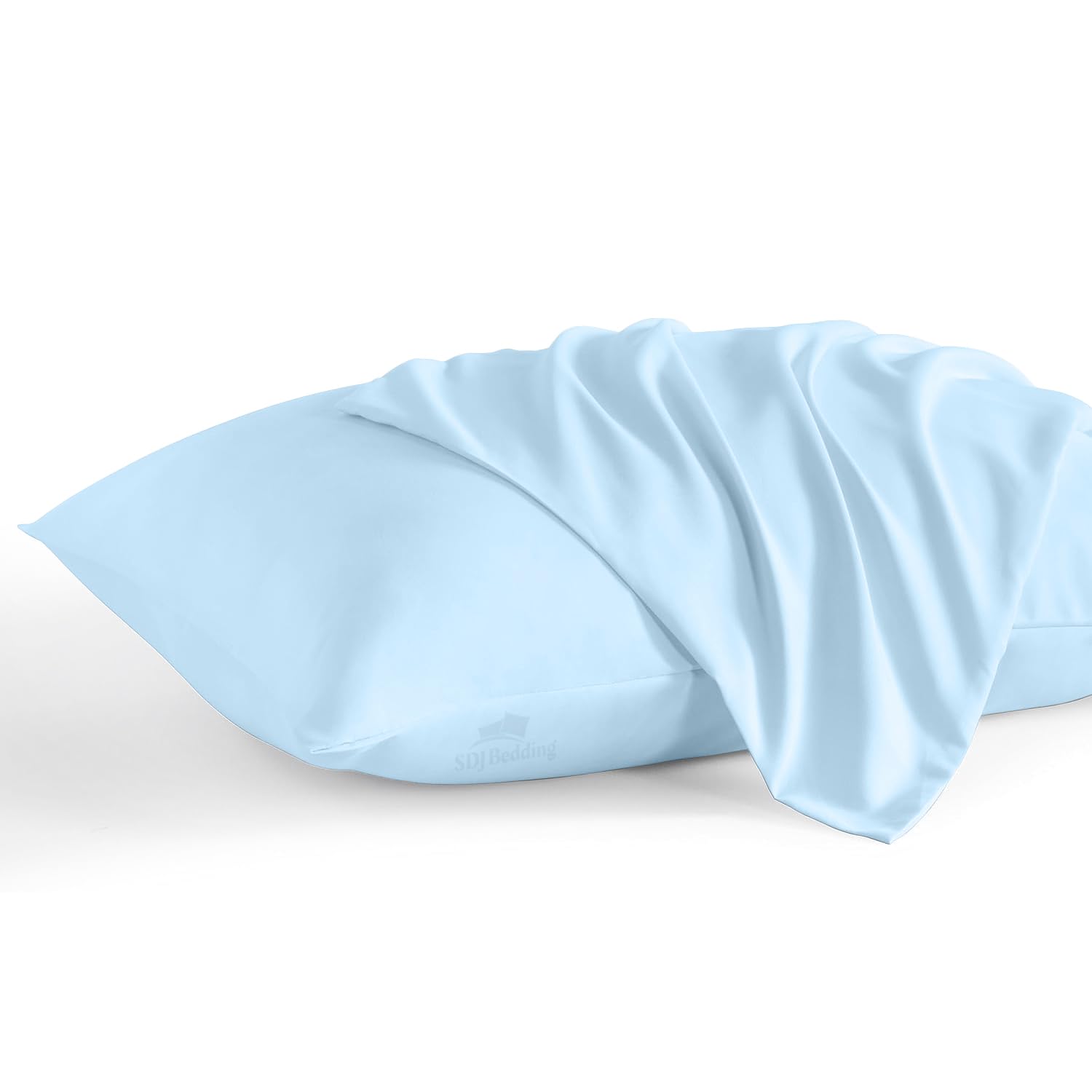 Pillowcase 16 x 20 Inch, 600 Thread Count Egyptian Cotton Set of 2 Pillowcase Zipper Closure Pillow Cover - Travel 16x20 Zipper, Light Blue Solid