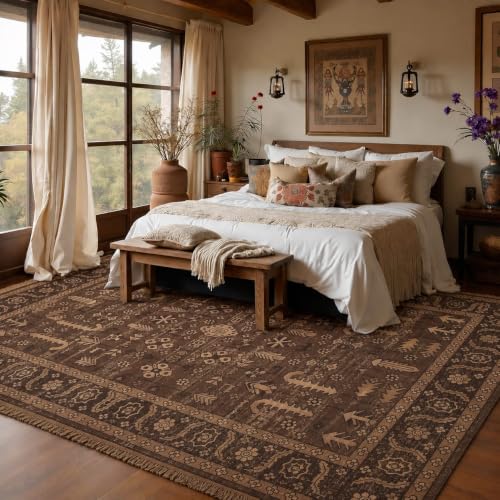 Image of Medallion Vintage Look Carpet for Living Room Bedroom Dining Room | Washable Area Rug with Non Slip TPR Backing | Modern Floor Carpet for Home(Design03-6x9 Feet)