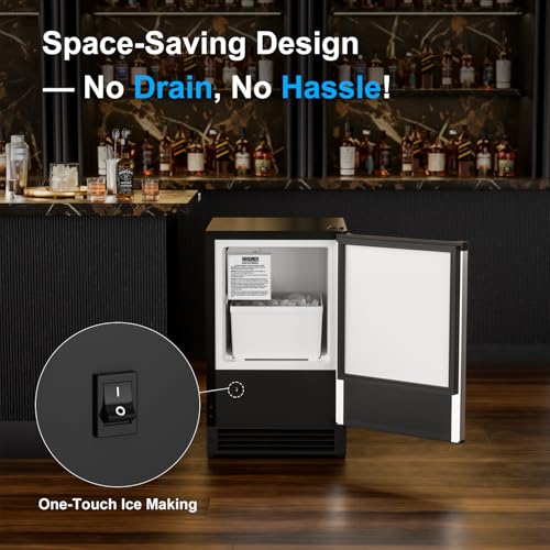 Image of COTLIN Drainless Under Counter Ice Maker 15 inch W with 12LBS Storage Bin, Crescent Ice, No Drain Required, Stainless Steel Free Standing Ice Maker for Home, RV, Boats, Yacht, ETL Approved, 2026 Upgraded