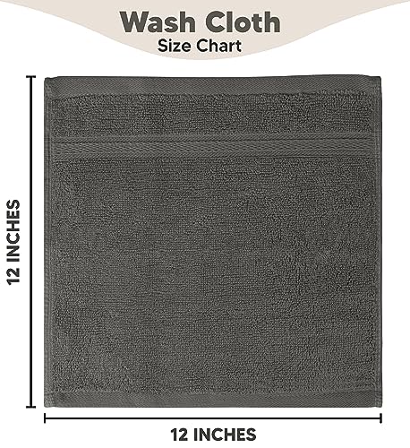 Image of Towel and Linen Mart 100% Cotton - Wash Cloth Set - Pack of 4, Quick Dry, Luxurious, Highly Absorbent and Soft Feel Premium Spa & Hotel Perfect for Daily Use (12 X 12 Grey)