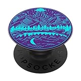 Galaxy UFO Abduction Space Astronaut Nature Lake Moon Alien PopSockets Standard PopGrip