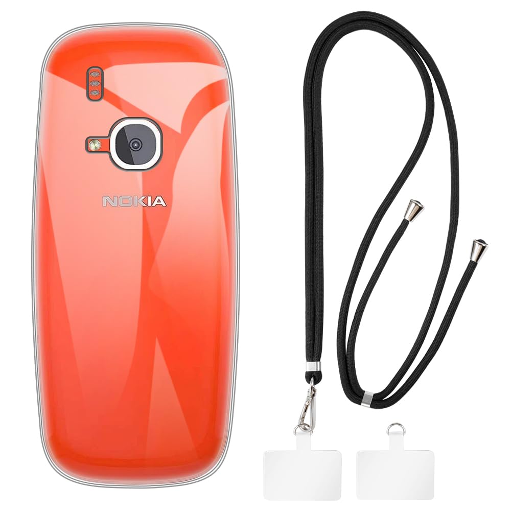 Custodia In Tessuto Flanella Con Cordino Da Collo Per Nokia 3310 - Protezione Morbida E Traspirante, Colore Nero
