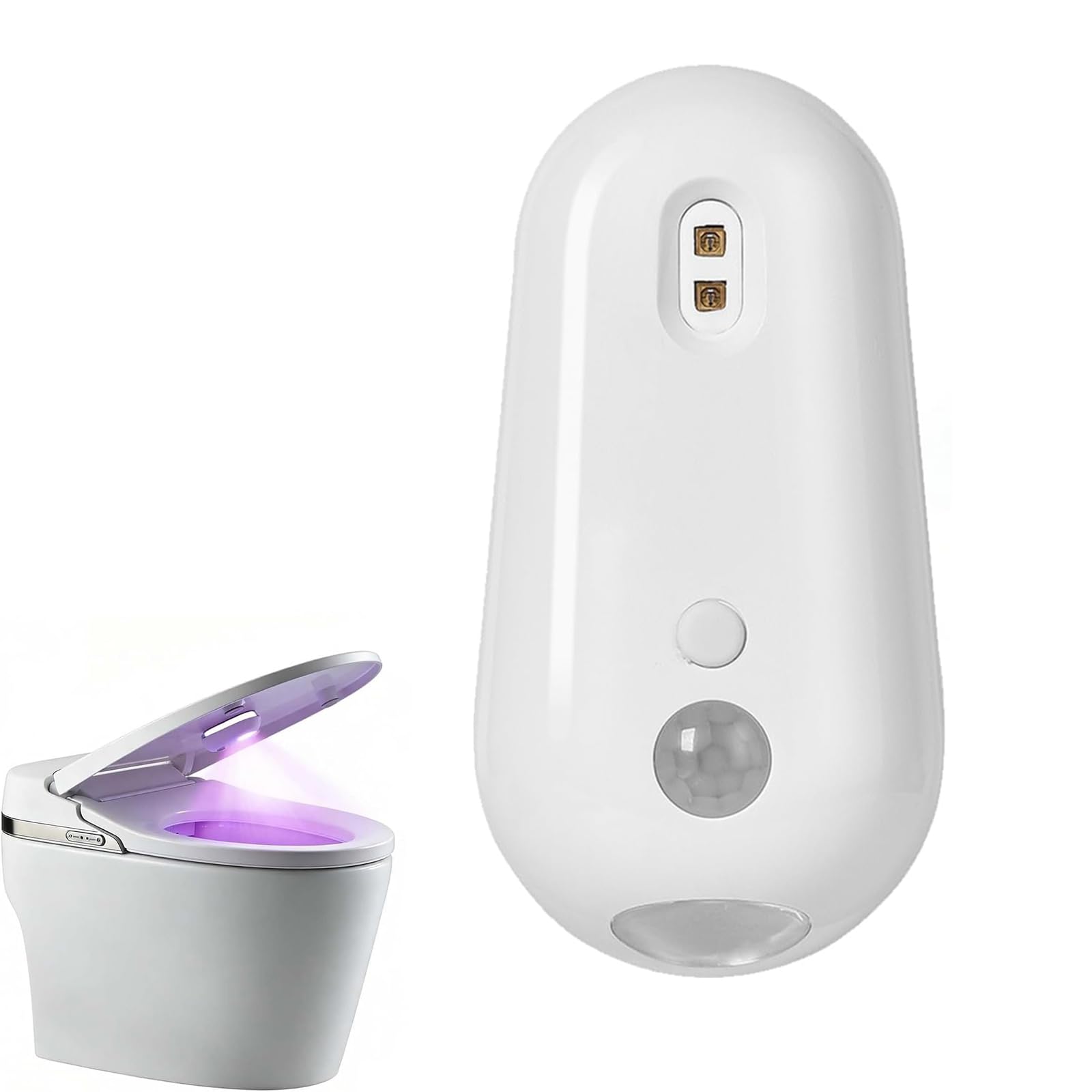 JDKJAG Motion Sensor UV Toilet Light with Sterilizer – Automatic LED Night Light, USB Rechargeable, 1800mAh Battery Lasts Up to 2 Months, Toilet Bowl Sanitizer Lamp for Bathroom (1 PCS)