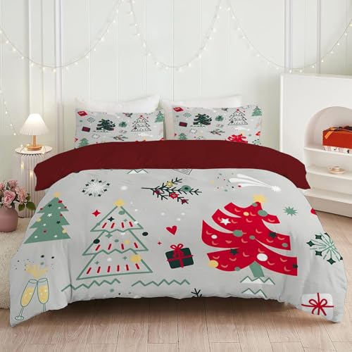 phonxia Housse de Couette Décorations de Noël Parure de Lit 90x190 Cerf Blanc Linge de Lit 1 Personne Enfant Doux et Respirant avec Fermeture Éclair avec 2...