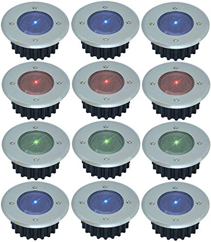 White or Colour Changing Stainless Steel Solar Powered Outdoor LED Deck Decking Lights Waterproof Weather Resistant - Pathway Garden Deck Lawn Patio or Driveway Lights (Multi, x 12)