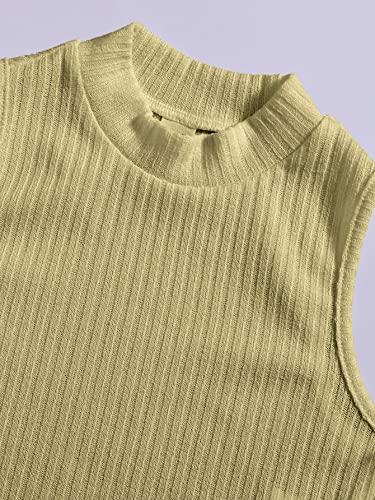 Milumia Girl's 2 Pack Crop Tank Tops Mock Neck Sleeveless Ribbed Knit Short Tops4