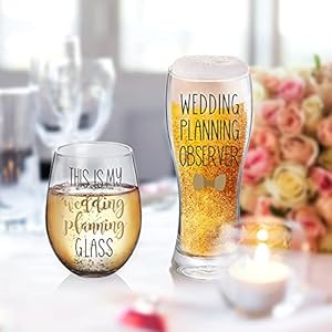 This is My Wedding Planning Glass Set Engagement Gift for Couples Mr Mrs Gift Anniversary Wedding Gift for Newlyweds Bride and Groom Bridal Shower Gift Set