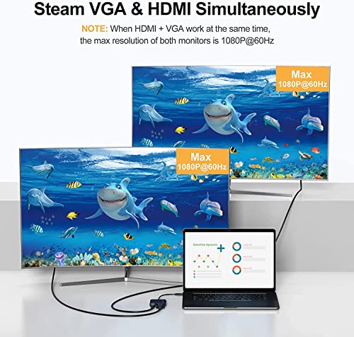 Image of CableCreation 4 in 1 USB C Hub, USB C to HDMI VGA Adapter with 3.5mm Audio & USB C PD Charging Port, Compatible with MacBook Pro 2020, iPad Pro 2020, Galaxy S20 S10, Surface Book 2, XPS 13