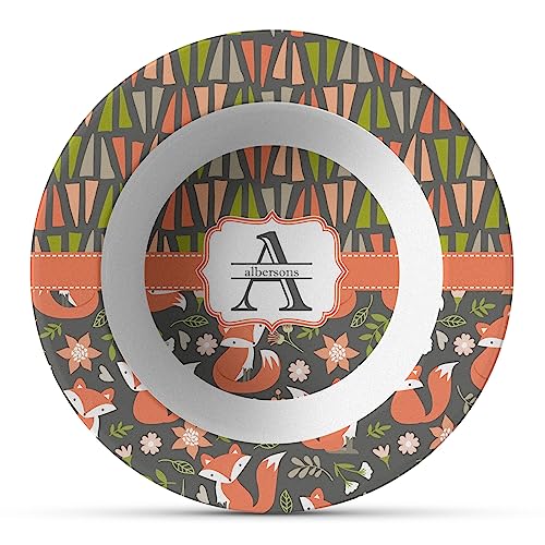 Personalized Fox Trail Floral Plastic Bowl - Microwave Safe - Composite Polymer