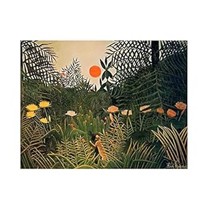 “Neger aangevallen door een Jaguar” door Henri Rousseau Schilderij Canvasafdrukken Voor Muur Foto’s Thuis Woonkamer Decoratie Moderne Keuken Muurkunst voor Slaapkamer (20x25cm, niet ingelijst)