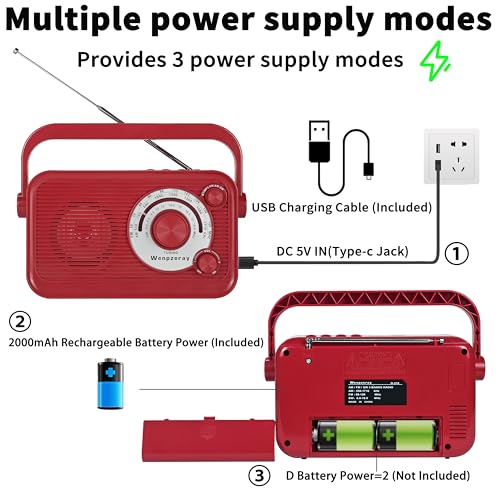 Radio portátil retro AM FM SW con MP3 y Bluetooth miniatura 7