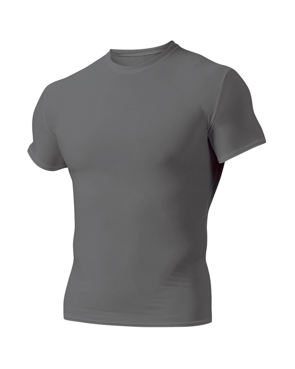 A4 Drop Ship Adult Short Sleeve Compression Crew, XL, Graphite