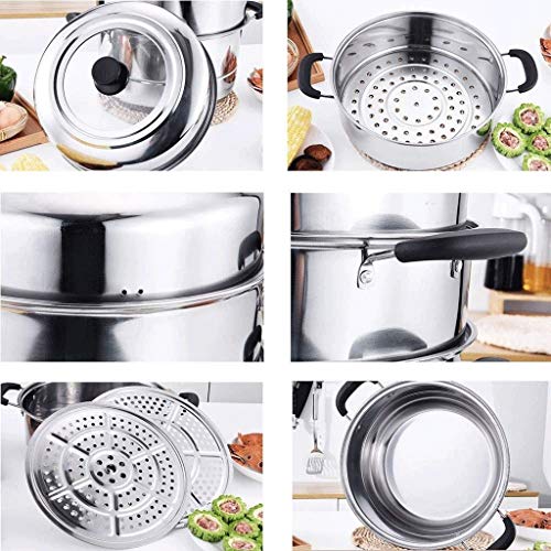 Casserole multicouche en acier inoxydable cuiseur vapeur 30 cm - 3