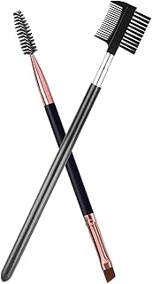 Duo Eyebrow Brush, Eyebrow Brush Eyelash Comb and Eyebrow brush, Professional Angled Eye Brow Brush and Spoolie Brush Set. (Black+Black)