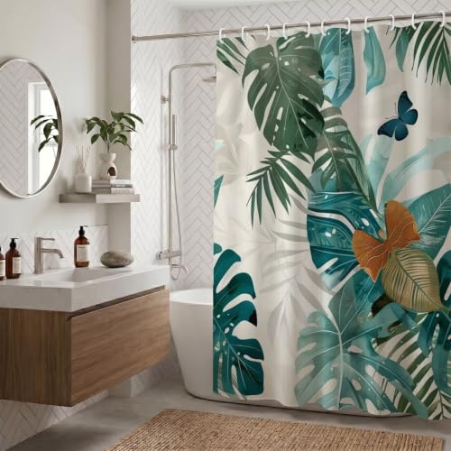 Rideau de douche imperméable lavable en machine avec anneaux inclus
