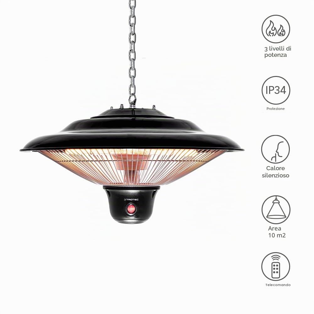 TROTEC Design riscaldatore radiante IR 1500 SC 1.500 W patio riscaldatore radiante a infrarossi 3 impostazioni di calore