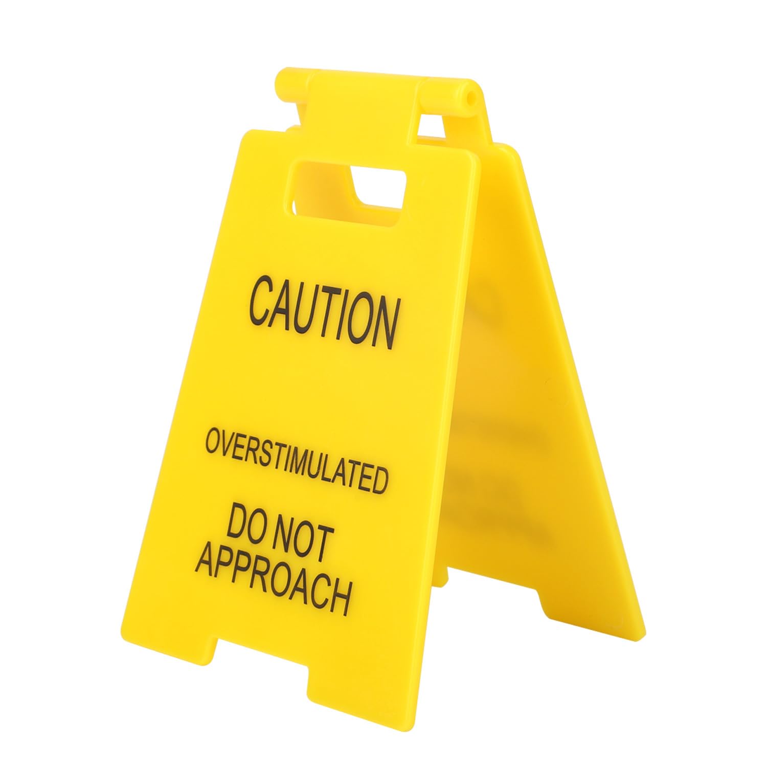BOXOBFunny Office Prank Desk Sign, Caution Overstimulated Do Not Approach Warning Sign Humorous Gag Gift Mini Desk Decor Accessories for Coworkers Employees Boss Teammate Workplace Cubicle Home