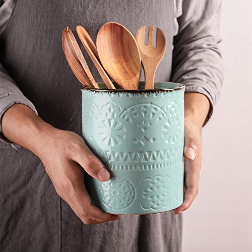 DOWAN Kitchen Utensil Holder, 7.2” Extra Large Farmhouse Utensil