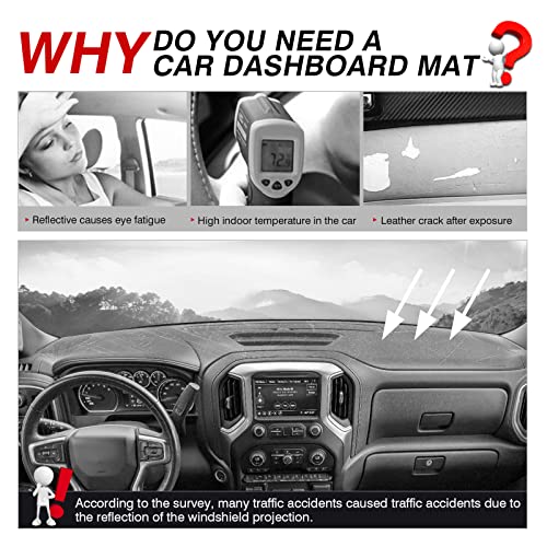 Image of Autorder Dashboard Cover Mat for 2019-2025 Chevy Silverado 1500 2500HD 3500HD /GMC Sierra Accessories Dash Cover Flannel Dash Mat Sunshade Protector(Just Fit the Models Without Forward Collision Alert)