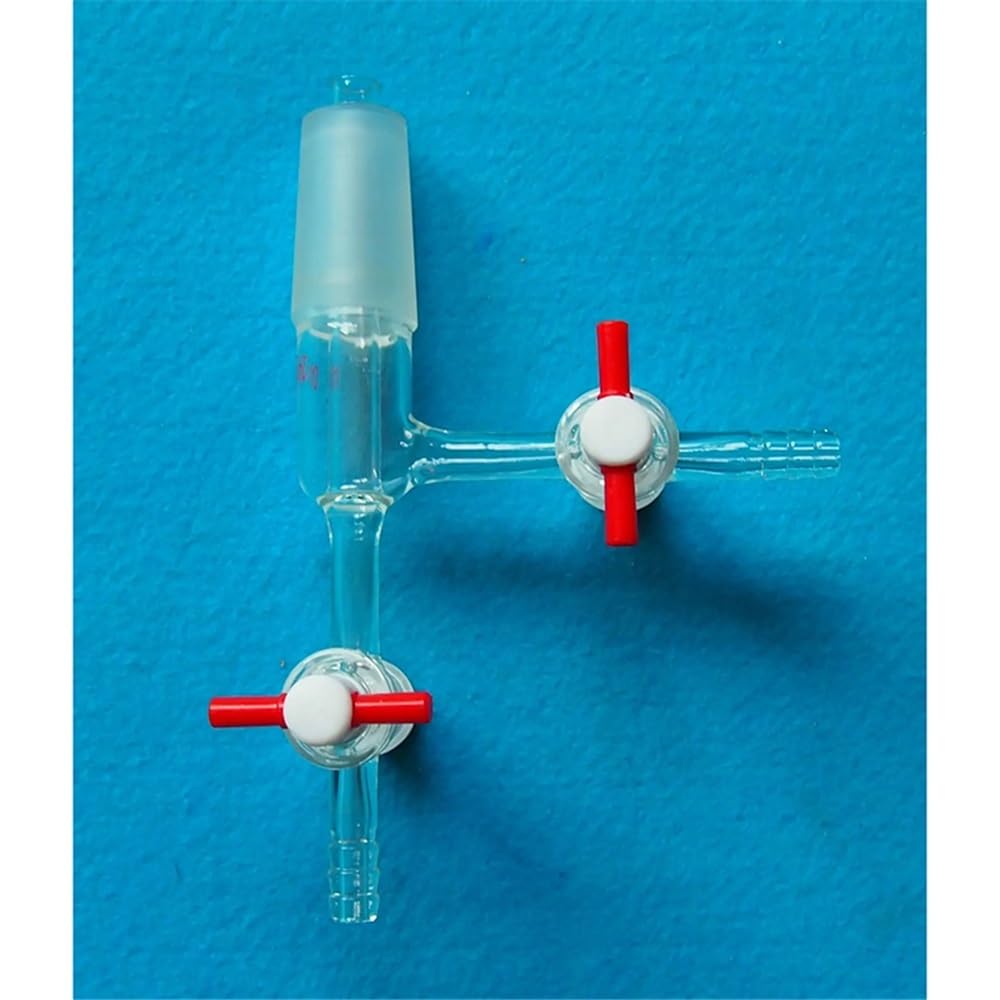 Vetreria da laboratorio Adattatore for trasferimento sottovuoto in vetro 24/40 Due vetrerie da laboratorio in PTFE
