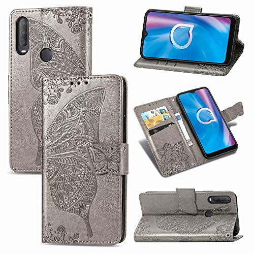 for Jitterbug Smart3 /Lively Smart Smartphone Case, Cute Butterfly Pattern Magnetic Wallet Case with Credit Card Holder Kickstand Flip Folio Leather Wallet Case for Jitterbug Smart 3 -Purple
