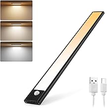 EZVALO Rechargeable Motion Sensor Led Light for Wardrobe 3 Color Modes Magnetic Closet with Stepless Dimming for Under Counter| Under Cabinet Light,Kitchen Light,Cupboard Lights (BLACK-30CM)