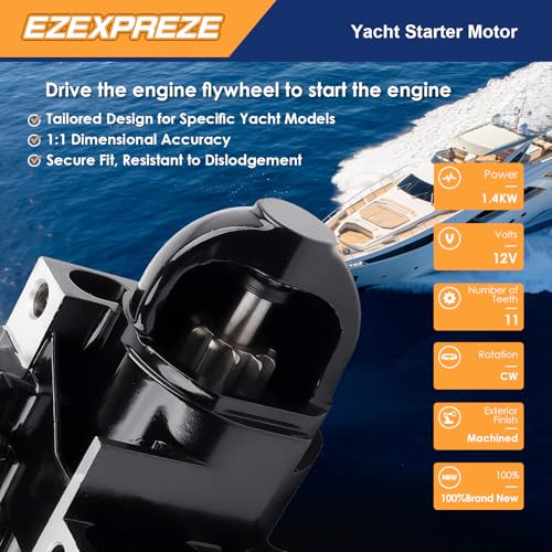 Image of Ezexpreze Mercruiser Volvo Penta Starter New for 4.3 5.0 5.7 6.2 7.4 8.1 8.2L V6 V8, Mercury Marine 863007A1 50-863007A1 Arco 30433 30460 ARC30433 57-30433 3660566-3 3857747 3885317 6792BN