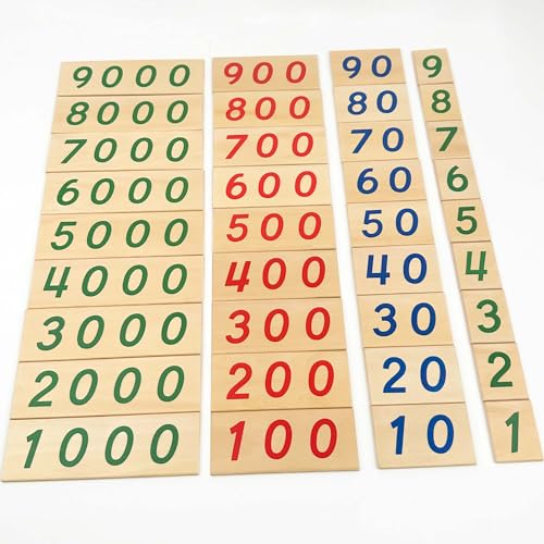 Image of Hidoggy Montessori Small Number Cards with Box (1-9000), Wooden Math Number Counting Manipulative Toys, Basic Math Games Preschool Learning Educational Materials for Toddler Kids 3 4 5 Years