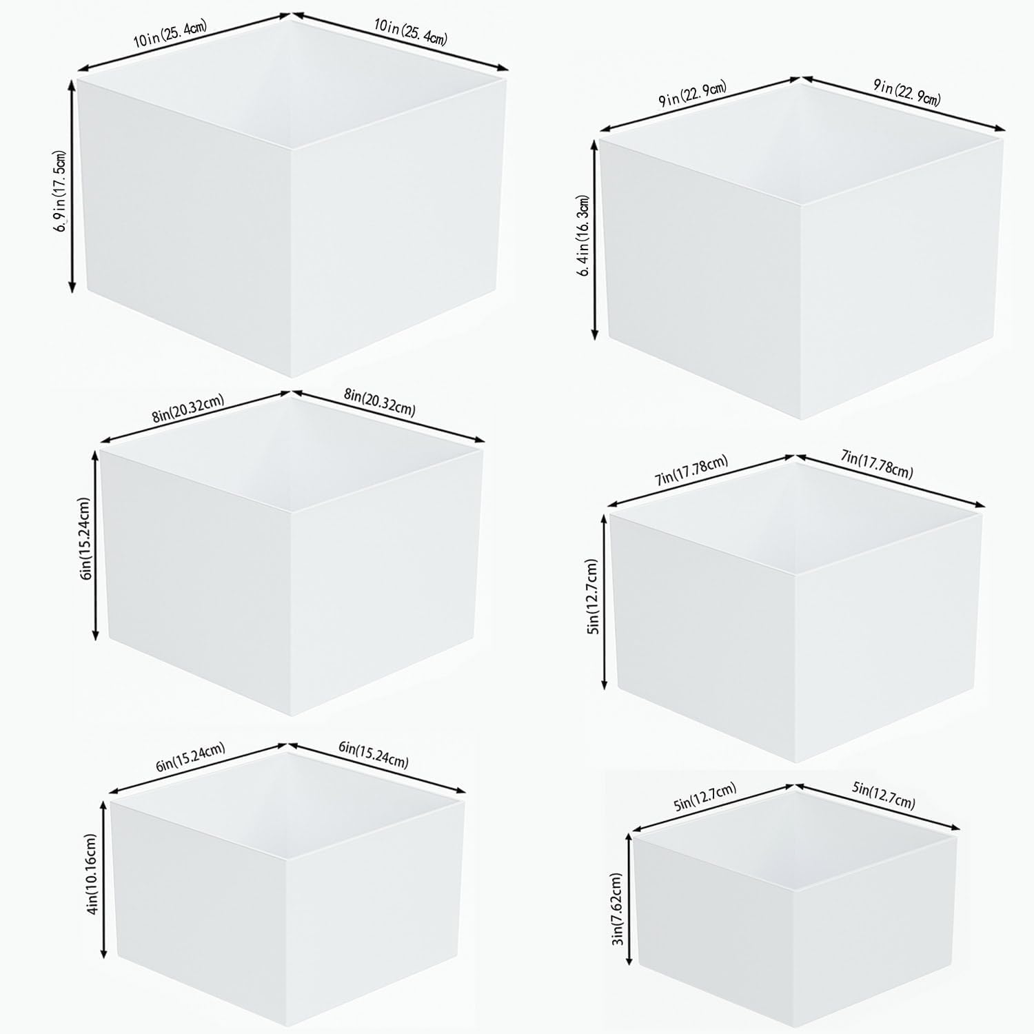 Rehausseurs de buffet - 6 dimensions : 12,7 cm + 15,2 cm + 17,8 cm + 20,3 cm + 22,9 cm + 25,4 cm - Présentoir de table à dessert pour table de buffet de fête, présentoirs en acrylique pour traiteur