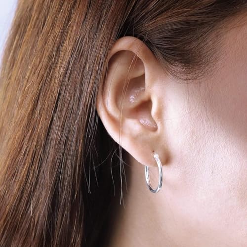 Boma Jewelry Sterling Silver Tube Hoop Earrings with Snap Down Closure 3/4 Inch2