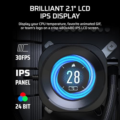 Image of CORSAIR NAUTILUS 240 RS LCD Liquid CPU Cooler - 2.1 inch IPS LCD Screen - RS120 Fans - 240 /360mm Radiator - Fits Intel LGA 1851 /1700, AMD AM5 /AM4 - Simple Daisy-Chain Connections
