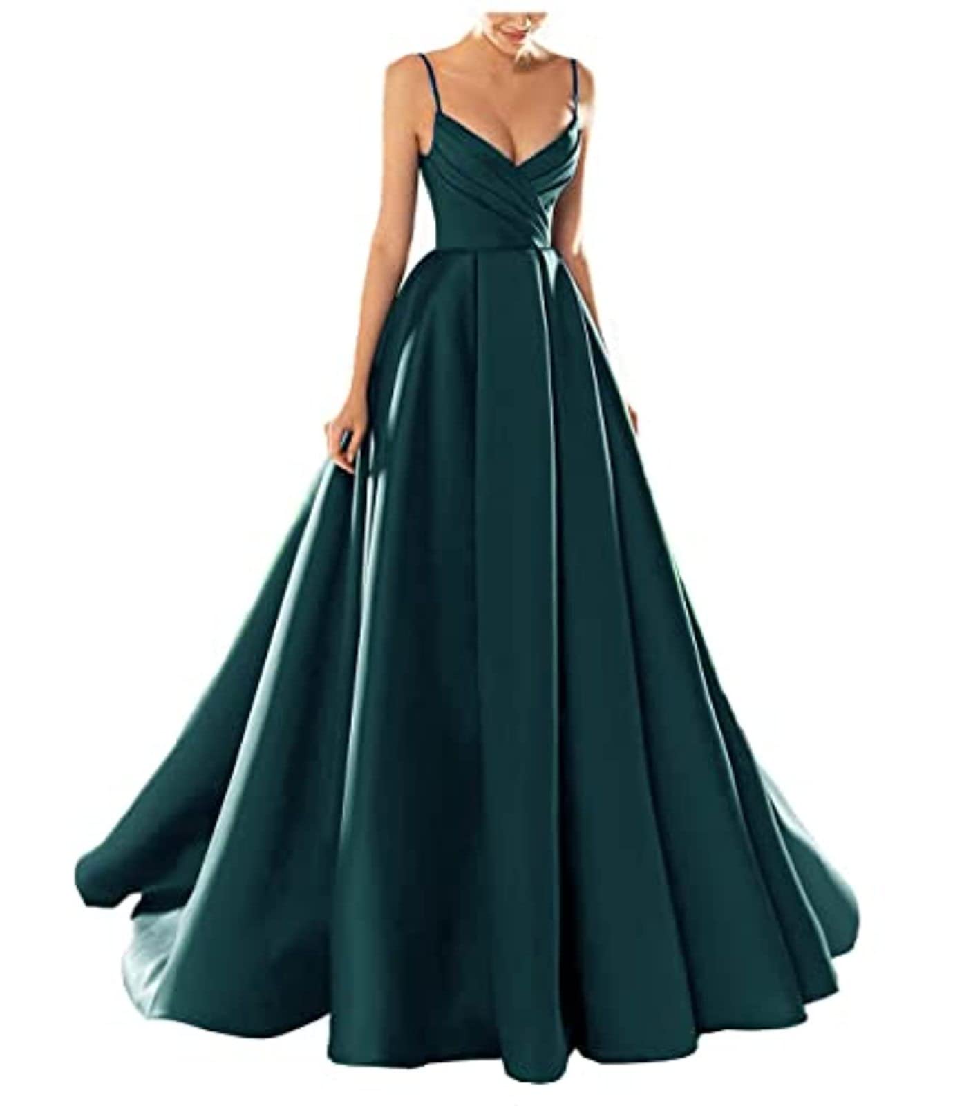 yhfshop Formal Long Evening Party Dress,Sexy V-Neck Spaghetti Strap Satin Evening Dress,Grape Purple,US8,Gowns Evening Bridesmaid Dresses — view 21