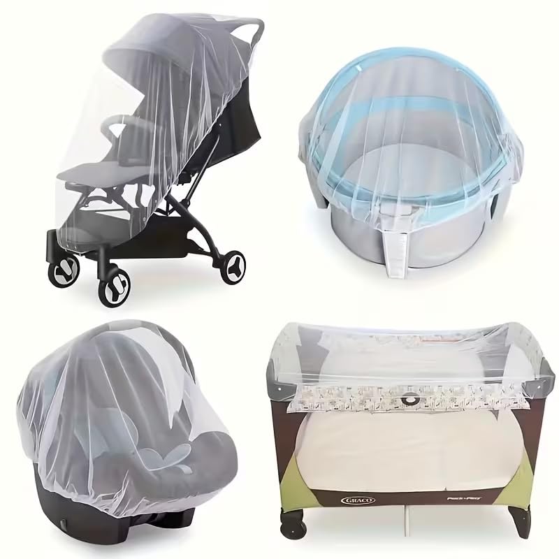 Net Portable Durable Fine Mesh Screen for Strollers, Cribs and Mini Cots Travel Outdoor Use, White