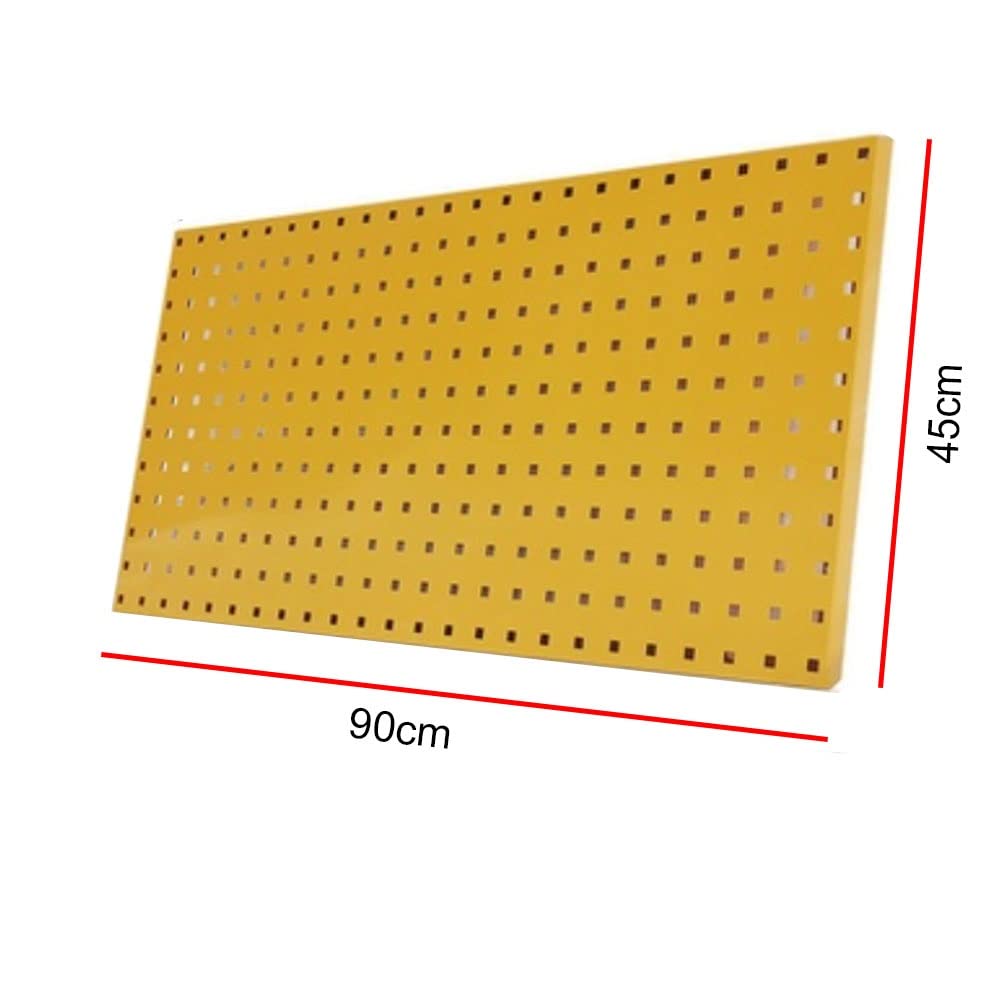 Metalowe panele ścienne – 1 organizer garażowy do pomieszczeń rzemieślniczych, kuchni i biura – żółta tablica wyników 90 x 45 cm na biżuterię, narzędzia i rzemiosło artystyczne, długa żywotność