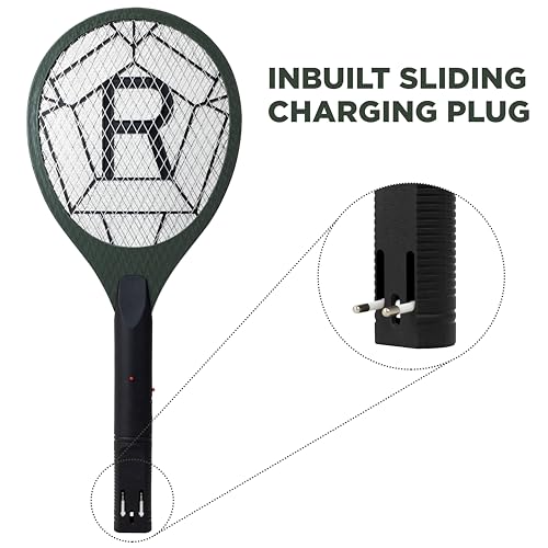 Weird Wolf Heavy Duty Mosquito Racket Bat | Rechargeable Electric Fly Swatter | Mosquito Killer Racquet with 2 Pin Plug and 3 Months Warranty (Dark Green) (Image - 6)