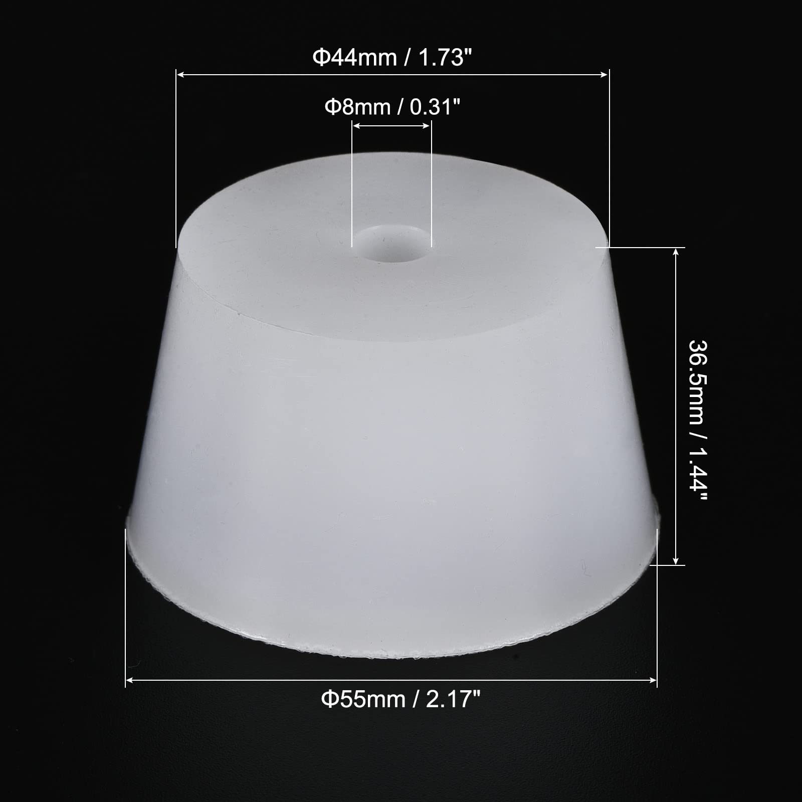MECCANIXITY Silicone Rubber Tapered Plug 44mm to 55mm with Hole White for Powder Coating, Painting, Anodizing, Plating, Sandblasting, Laboratory Use — Amazon image 2