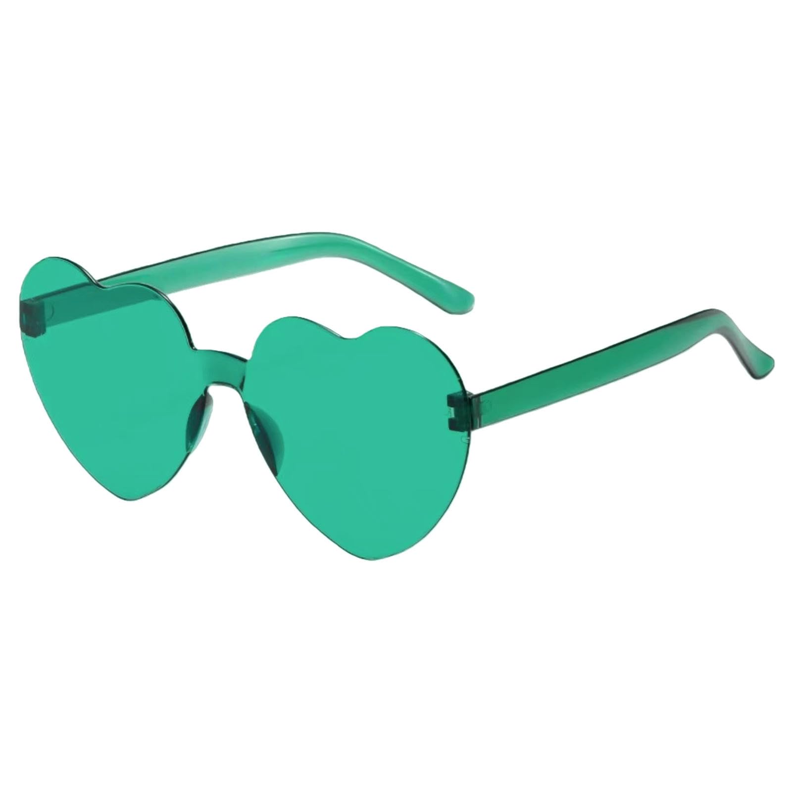 Gyios sunglasses Chic Retro Heart Shaped - Rimless Novelty Party Glasses, Party, Beach Vacation And Other Scenes -green