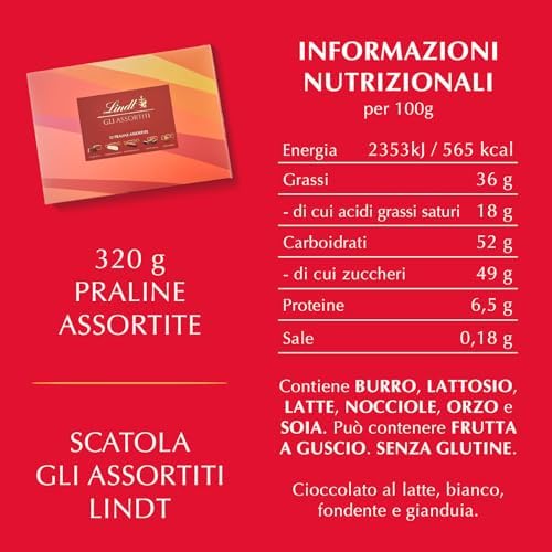 Lindt Scatola Praline Gli Assortiti, 32 Praline assortite di cioccolato, in confezione 320g