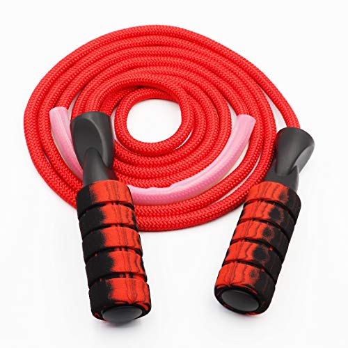 DETUCK (TM) Jump Rope Workout, Thicken Cotton Weighted Jump Rope with Double Ball Bearing Non-Slip Foam Handles, Length Adjustable Heavy Jump Ropes, Heavy Skipping Rope for Men Women Exercise Fitness