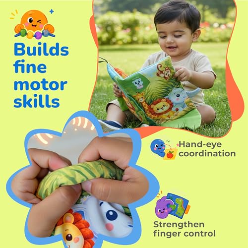 Image of Lifelong Peek‑A‑Boo Soft Activity Book for Babies | Non‑Toxic & BIS Certified with Crinkle Pages, Soft Activity Peek‑A‑Boo Flaps & Animals | Sensory Toy Gift for Infants & Toddlers Age 6+ Months (LLCSAB01)