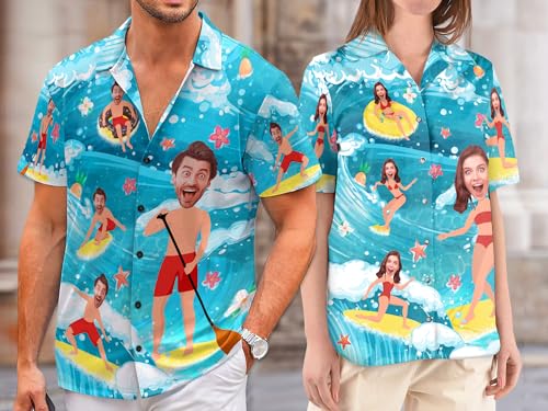 Personalized Hawaiian Shirt with Photo, Custom Hawaiian Shirt with Face, Custom Button Up Shirts for Men3