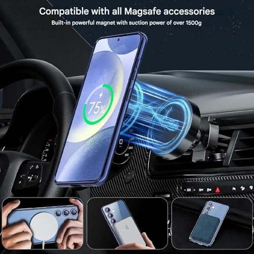 Image of VONZEE Samsung A35 5g Case, Compatible with Mag Safe Back Cover,Magnetic Plating Electroplate TPU Wireless Charging Shockproof Case with Camera Protector Lens (Blue)