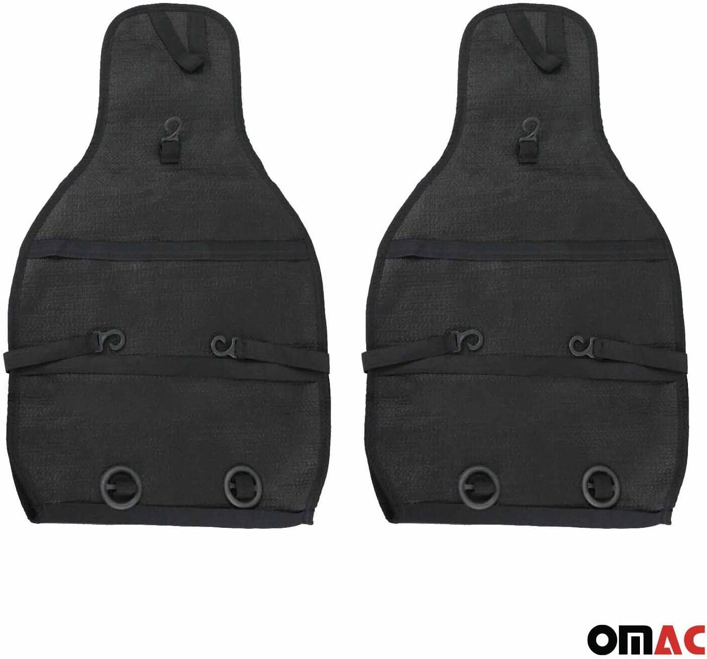 OMAC Antiperspirant Odorless Car Seat Cover Pads 2 Piece Set Black with Gray Stitches