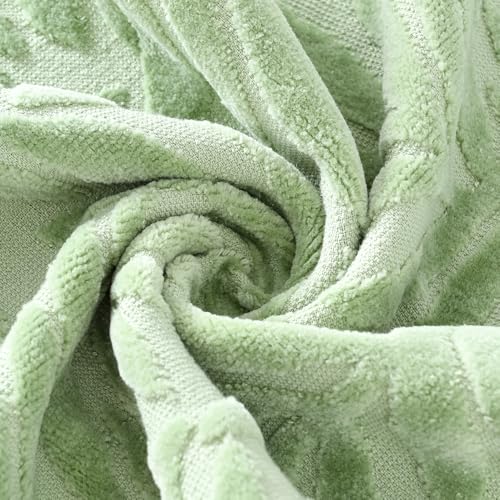 Sense Gnosis MJXC2 Green Hand Towel Set Of 2 Full Embossed Velvet Salix Leaves Pattern Super Soft 100% Cotton Highly Absorbent Decorative Jacquard Weave Hand Towels For Bathroom Home 13X 29 Inch thumb #8