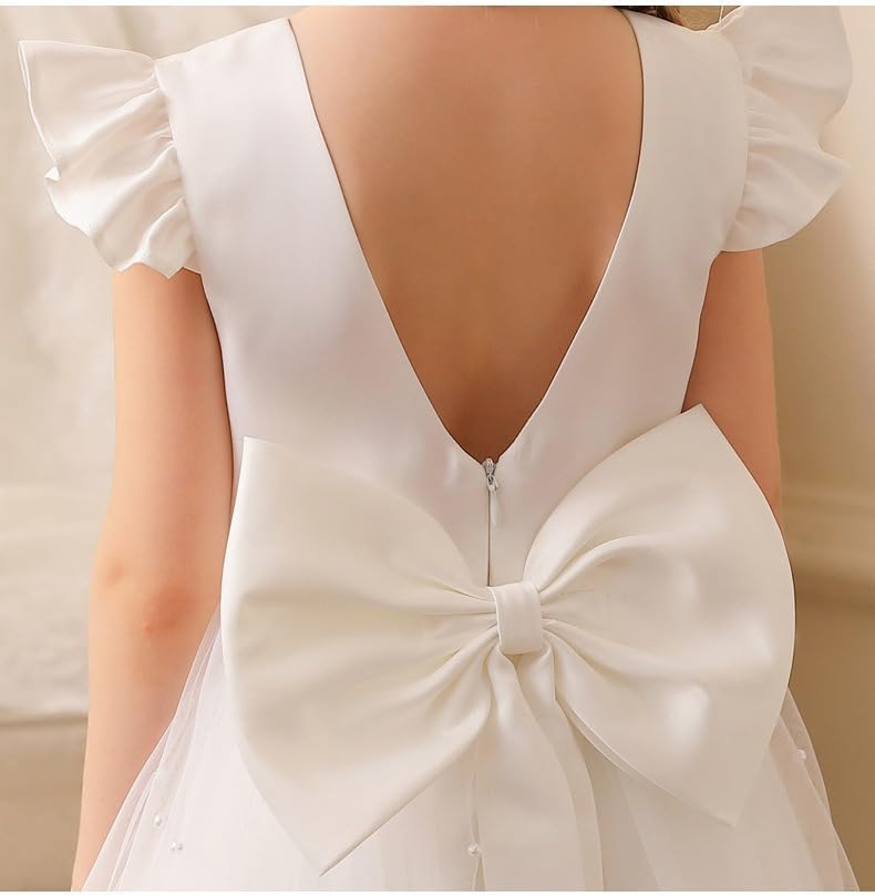 Flower Girl Dresses Wedding Tulle Ruffle Baby Girl Pageant Birthday Party Ball Gown with Bowknot - Image 7
