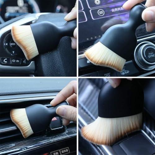 Image of California Car Duster 5-Piece Microfiber Car Duster Set with Long Handle Exterior and Interior Cleaning Brushes, Cloth, and AC Vent Cleaner for Car, Motorbike, SUVs - Black