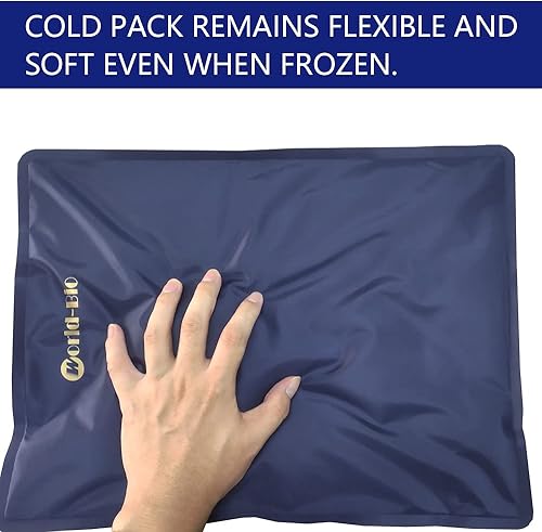 Vista 3 de Paquete de 2 bolsas de hielo de gel grande para lesiones reutilizables, almohadilla flexible de terapia de frío caliente para cadera, espalda