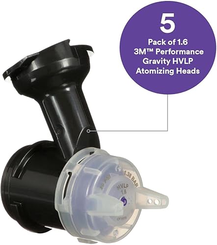 Miniatura 2 de 3M Performance Gravity HVLP - Kit de recambio de cabezal atomizador 26716, tamaño 1.6, morado, para uso con pistola rociadora 3M Performance y vasos